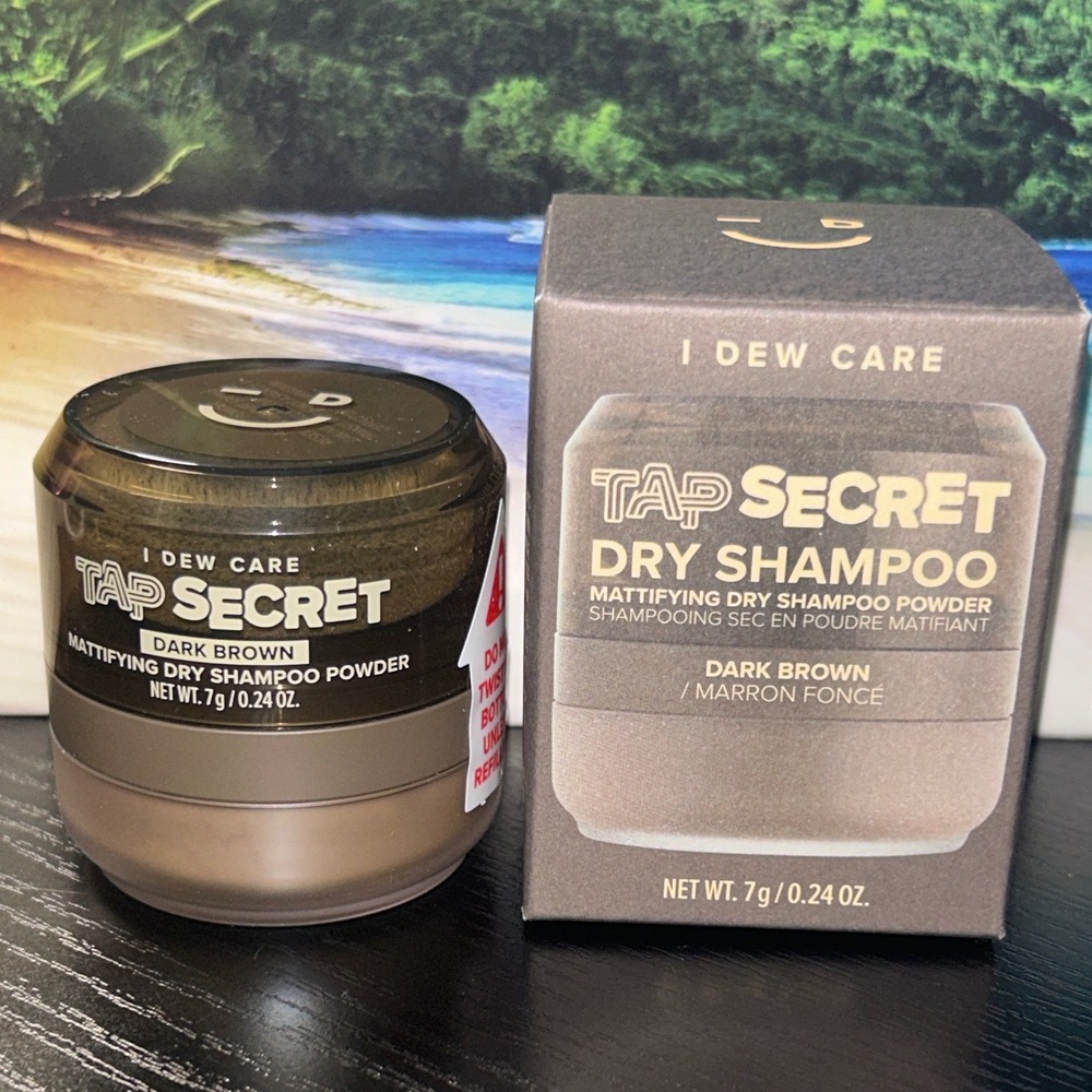 I Dew Care Tap Secret Mattifying Dry Shampoo Powder Dark Brown 7g 0.24oz Vegan